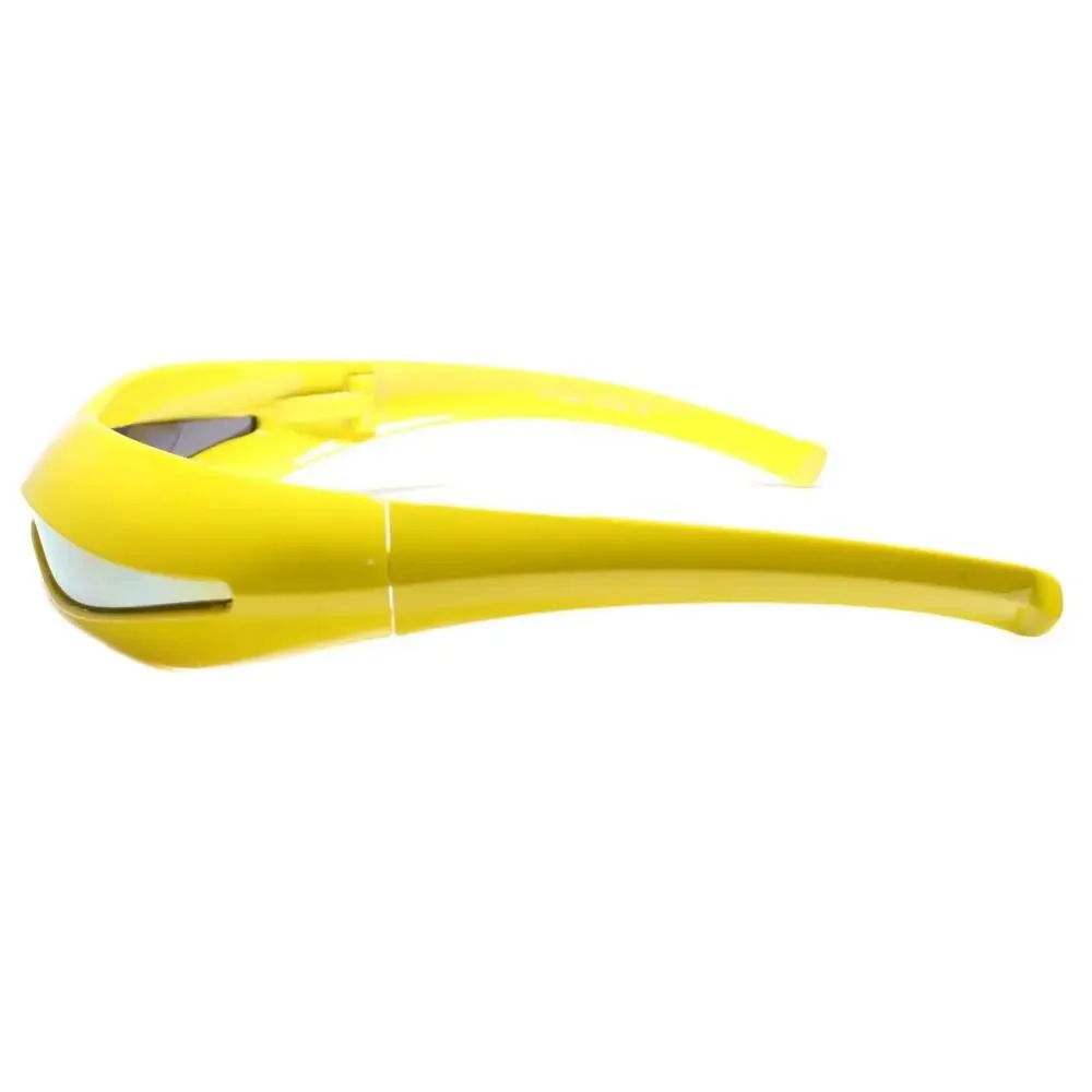Yellow Mirrored Cyclops Wraparound Sunglasses Futuristic Cosplay
